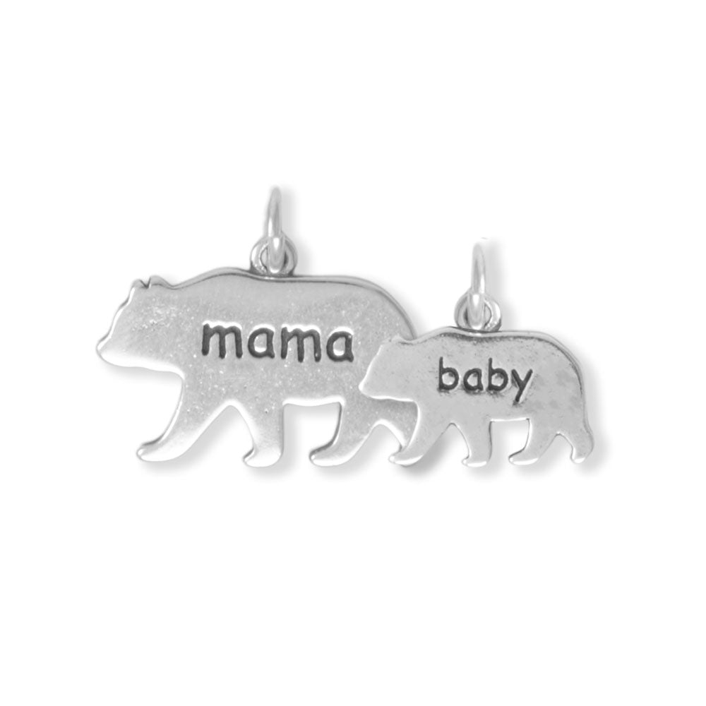 Oxidized Sterling Silver "baby" Bear Charm for Charm Bracelet or Necklace