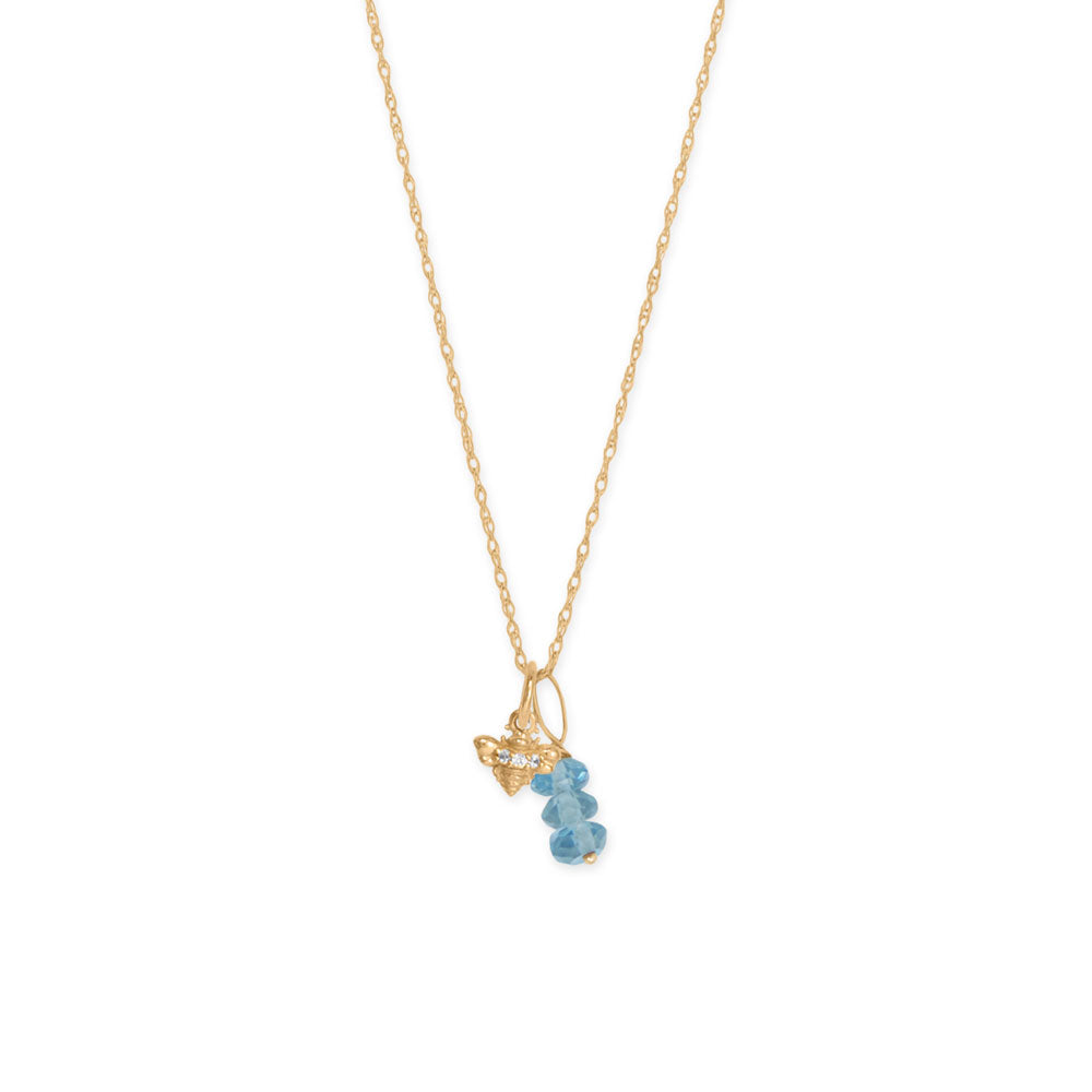 Genuine 14k Yellow Gold Tiny 8.3mm CZ Bumble Bee Women's Charm for Bracelet or Necklace