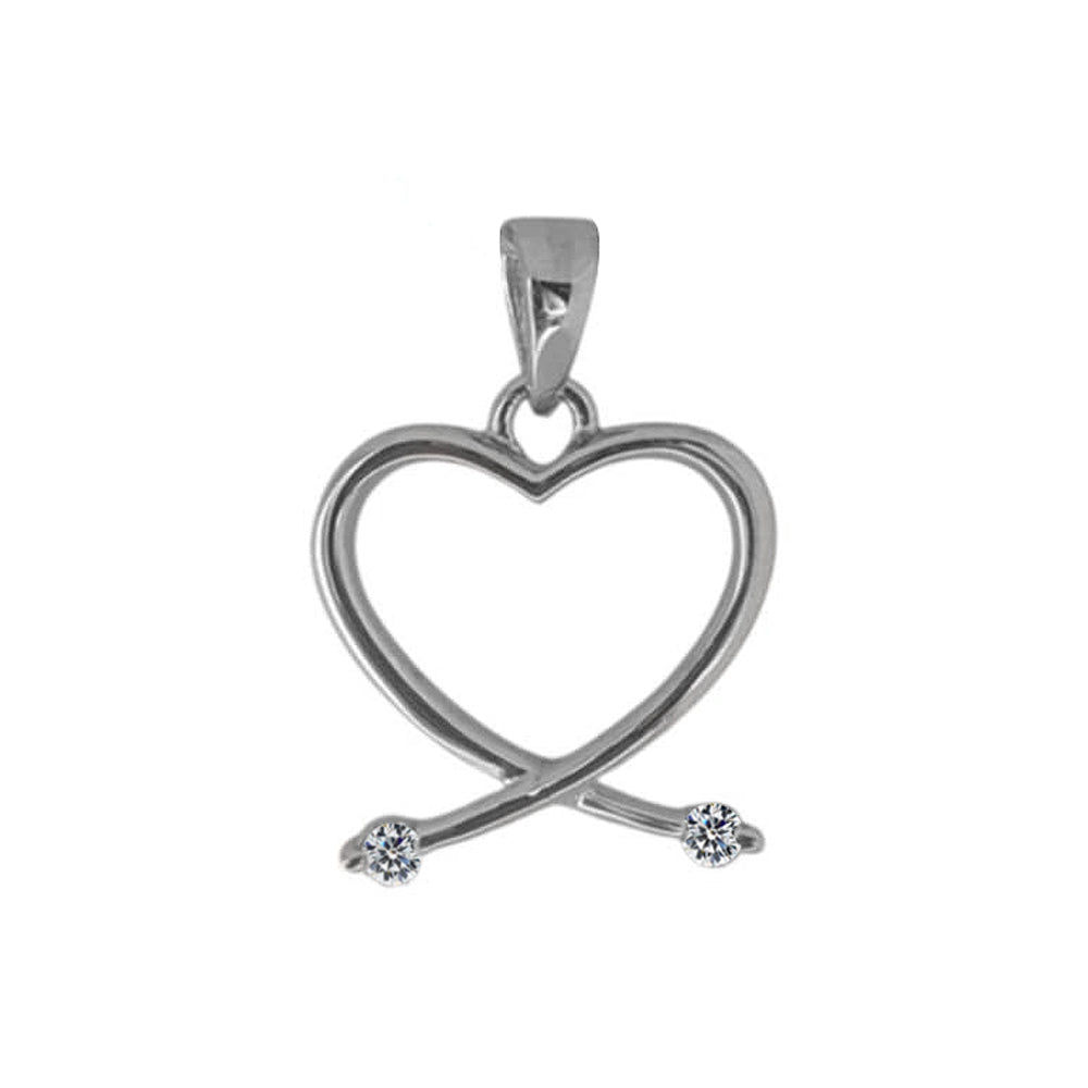 Sterling Silver Heart Ichthus Fish Pendant with Cubic Zirconia – Polished Christian Jesus Fish Charm for Necklaces – Faith-Inspired Easter Gift for Women