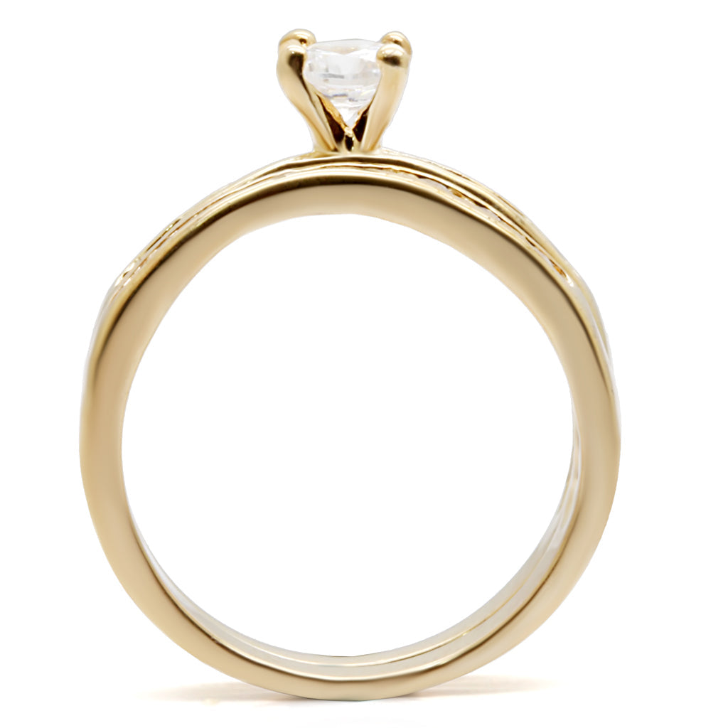 High Polished 925 Sterling Silver Ring with AAA Grade CZ in Clear