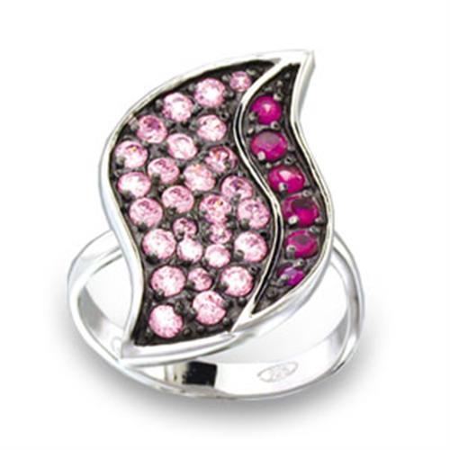 Rhodium + Ruthenium 925 Sterling Silver Ring with AAA Grade CZ in Multi Color