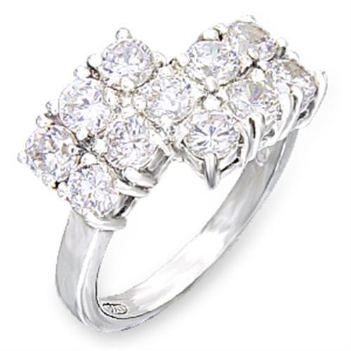 High Polished 925 Sterling Silver Ring with AAA Grade CZ in Clear