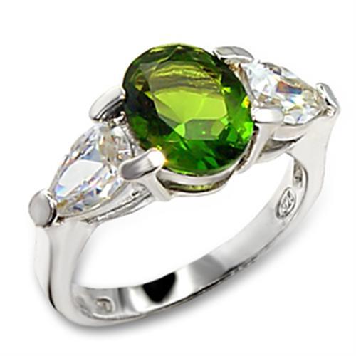 High Polished 925 Sterling Silver Ring with Synthetic Spinel in Peridot