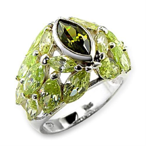 High Polished 925 Sterling Silver Ring with AAA Grade CZ in Multi Color