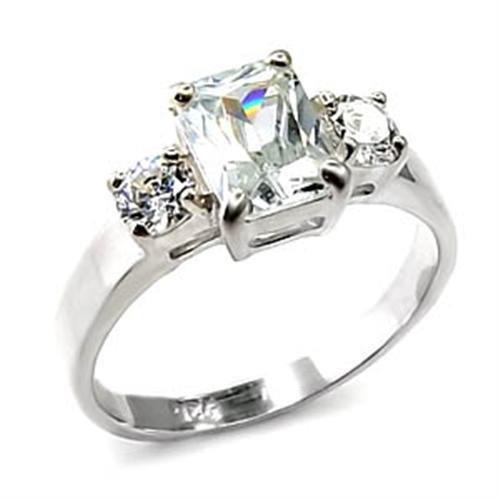 High Polished 925 Sterling Silver Ring with AAA Grade CZ in Clear
