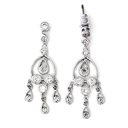 High Polished 925 Sterling Silver Earrings with AAA Grade CZ in Clear