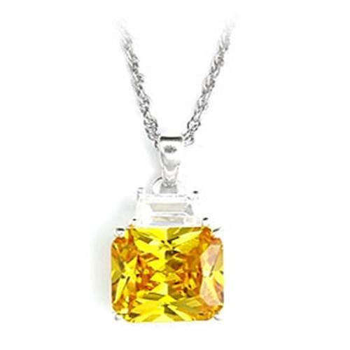High Polished 925 Sterling Silver Pendant with AAA Grade CZ in Topaz