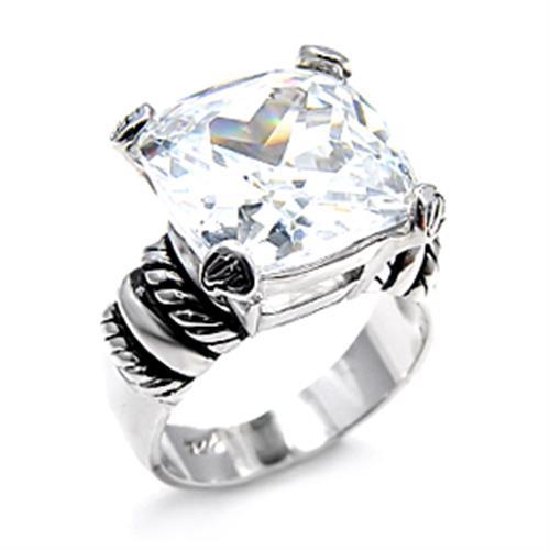 Rhodium 925 Sterling Silver Ring with AAA Grade CZ in Clear