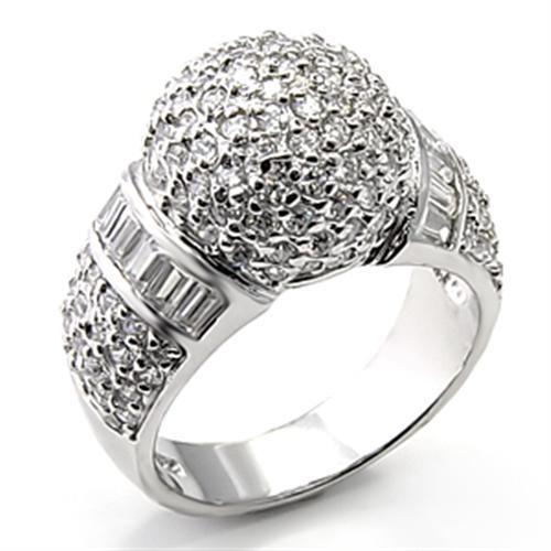 Rhodium 925 Sterling Silver Ring with AAA Grade CZ in Clear