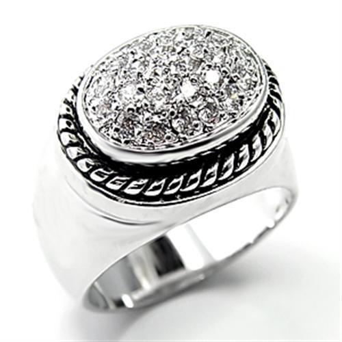 Rhodium 925 Sterling Silver Ring with AAA Grade CZ in Clear