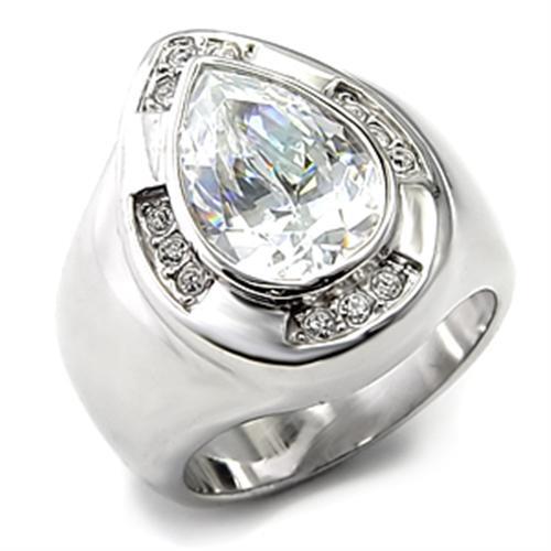 Rhodium 925 Sterling Silver Ring with AAA Grade CZ in Clear