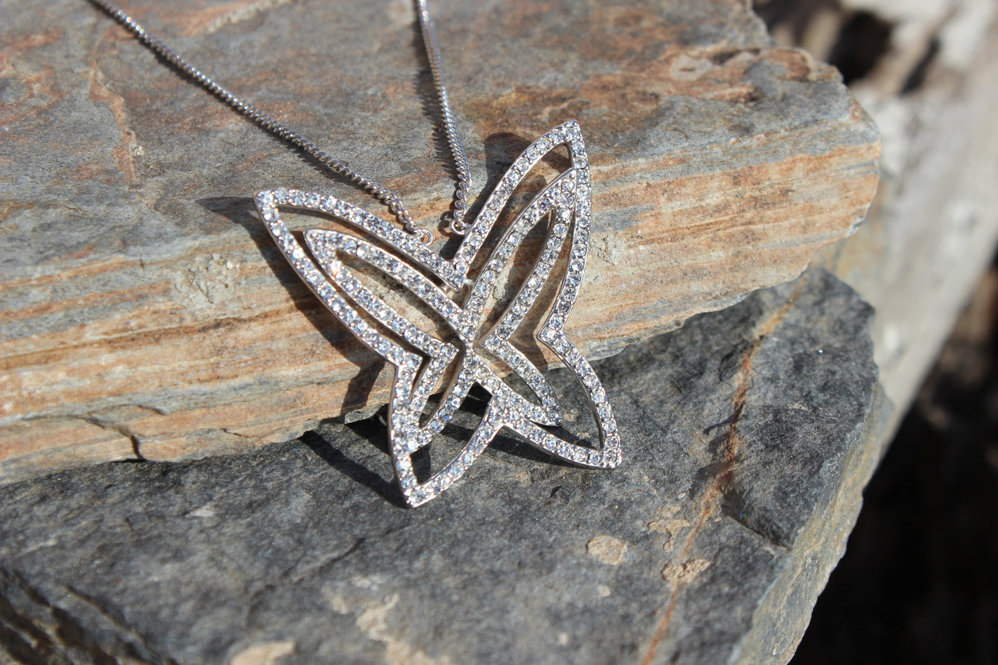 Rhodium Plating 925 Sterling Silver Chain Pendant with Crystal in Clear