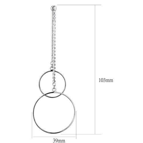 High Polished 925 Sterling Silver Earrings with Top Grade Crystal in Clear