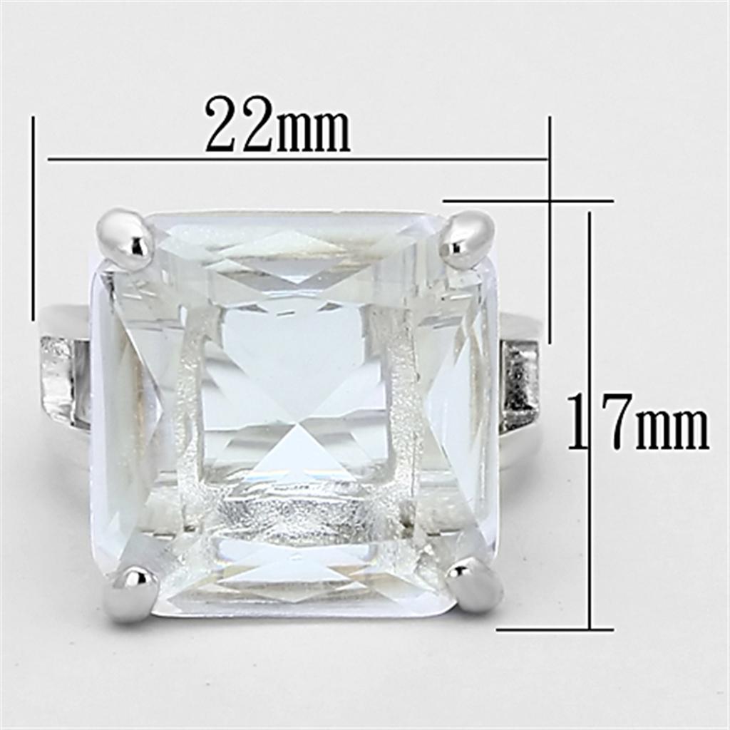 Silver 925 Sterling Silver Ring with Synthetic Synthetic Glass in Clear