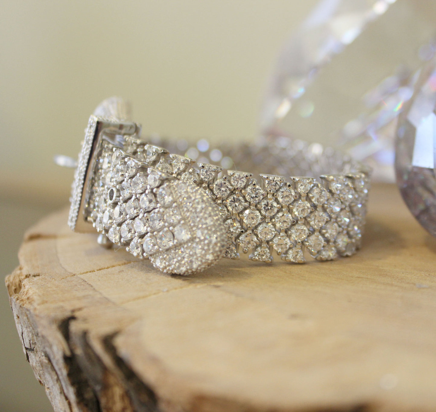 Rhodium 925 Sterling Silver Bracelet with AAA Grade CZ in Clear