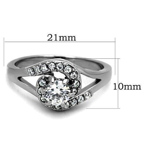 High polished (no plating) Stainless Steel Ring with AAA Grade CZ in Clear