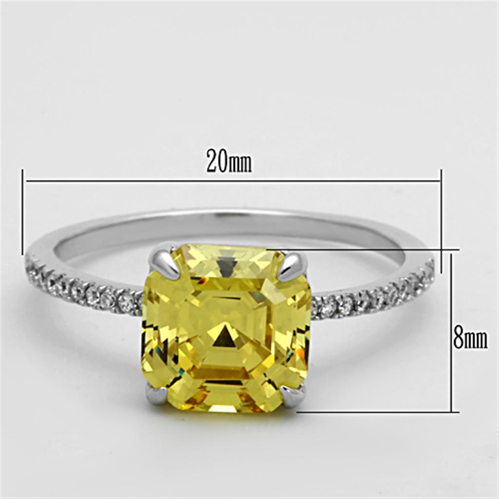 Rhodium 925 Sterling Silver Ring with Cubic in Topaz