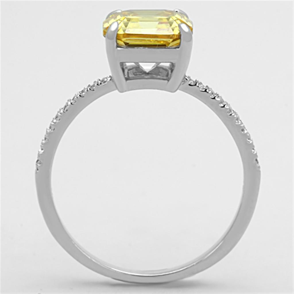 Rhodium 925 Sterling Silver Ring with Cubic in Topaz