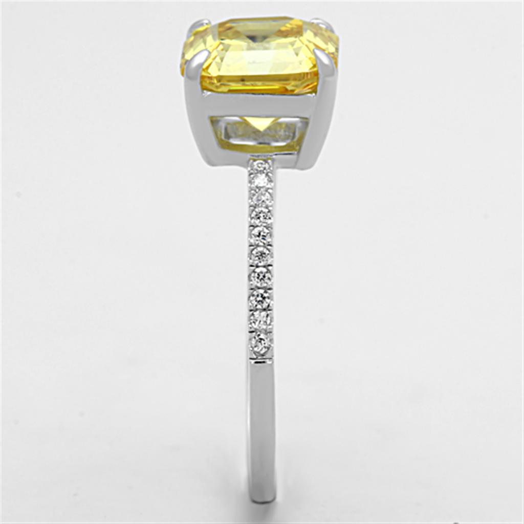 Rhodium 925 Sterling Silver Ring with Cubic in Topaz