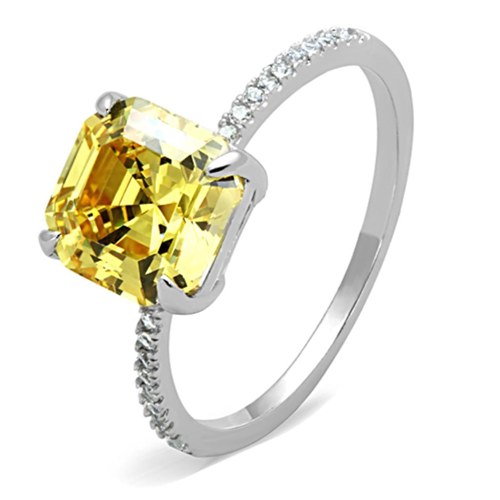 Rhodium 925 Sterling Silver Ring with Cubic in Topaz