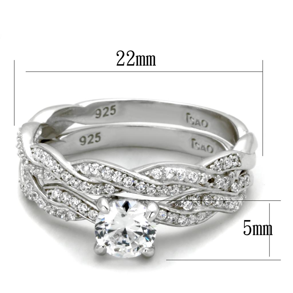 Rhodium 925 Sterling Silver Ring with AAA Grade CZ in Clear