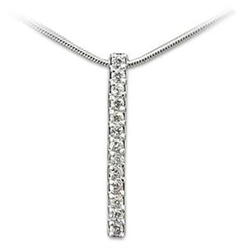 High Polished 925 Sterling Silver Pendant with AAA Grade CZ in Clear