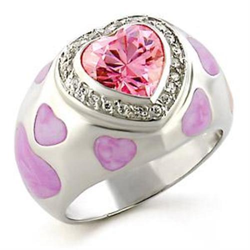 High Polished 925 Sterling Silver Ring with AAA Grade CZ in Rose