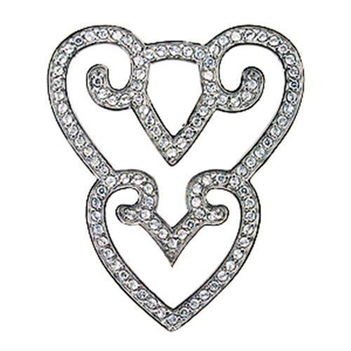 High Polished 925 Sterling Silver Pendant with AAA Grade CZ in Clear