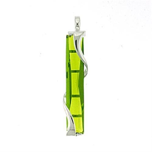 High Polished 925 Sterling Silver Pendant with Synthetic Synthetic Glass in Peridot