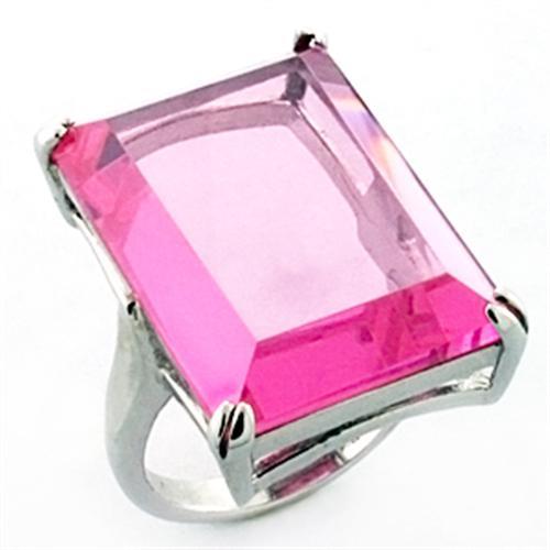 Rhodium 925 Sterling Silver Ring with AAA Grade CZ in Rose