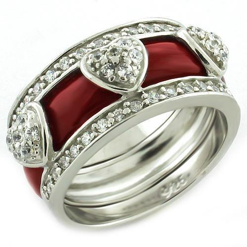 Rhodium 925 Sterling Silver Ring with AAA Grade CZ in Clear
