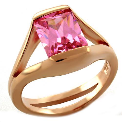 Rose Gold 925 Sterling Silver Ring with AAA Grade CZ in Rose