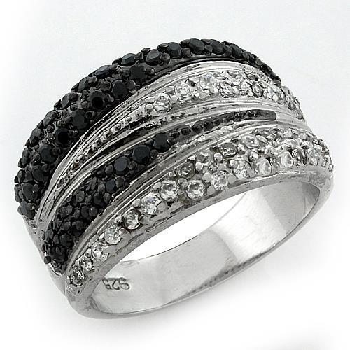Rhodium + Ruthenium 925 Sterling Silver Ring with AAA Grade CZ in Multi Color