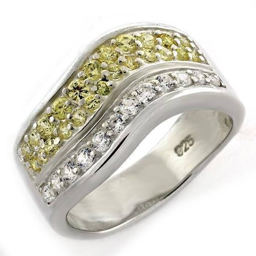 High Polished 925 Sterling Silver Ring with AAA Grade CZ in Citrine