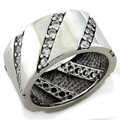 Rhodium 925 Sterling Silver Ring with AAA Grade CZ in Clear