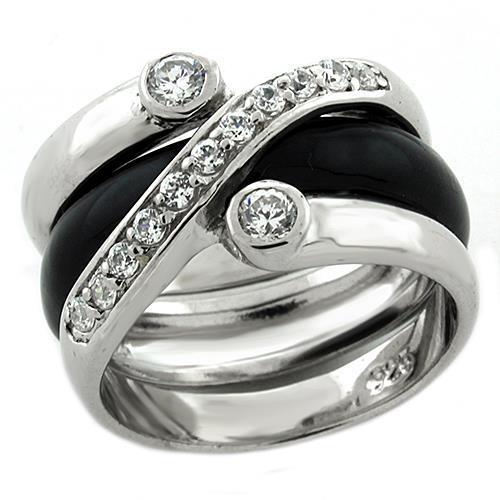 Rhodium 925 Sterling Silver Ring with AAA Grade CZ in Clear
