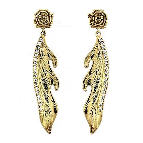 Gold 925 Sterling Silver Earrings with AAA Grade CZ in Clear