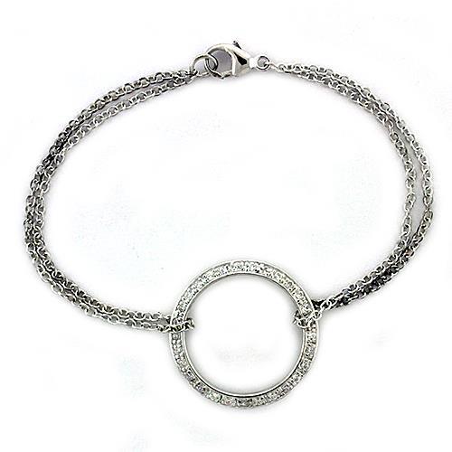 High polished (no plating) 925 Sterling Silver Bracelet with AAA Grade CZ in Clear