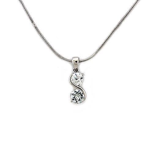 Rhodium 925 Sterling Silver Chain Pendant with AAA Grade CZ in Clear