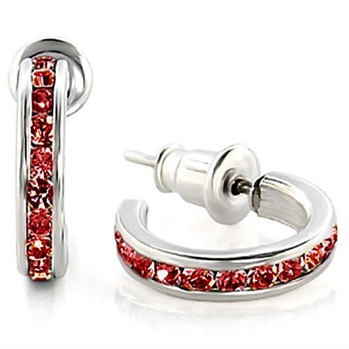 High Polished 925 Sterling Silver Earrings with Top Grade Crystal in Siam