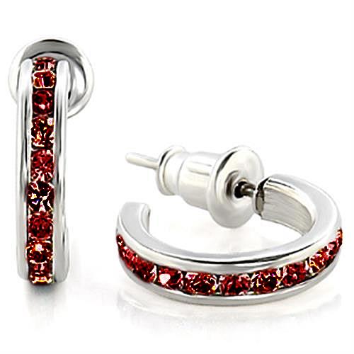 High Polished 925 Sterling Silver Earrings with Top Grade Crystal in Garnet