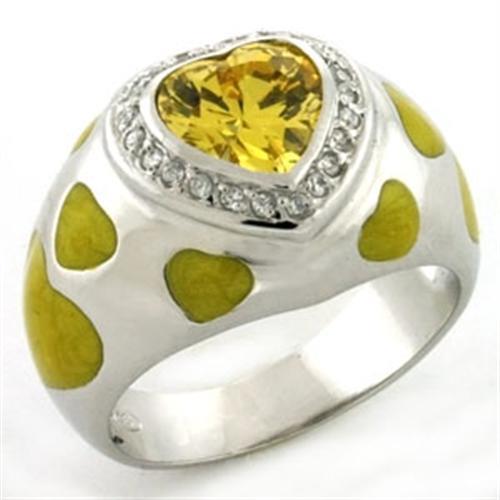 Rhodium 925 Sterling Silver Ring with AAA Grade CZ in Topaz