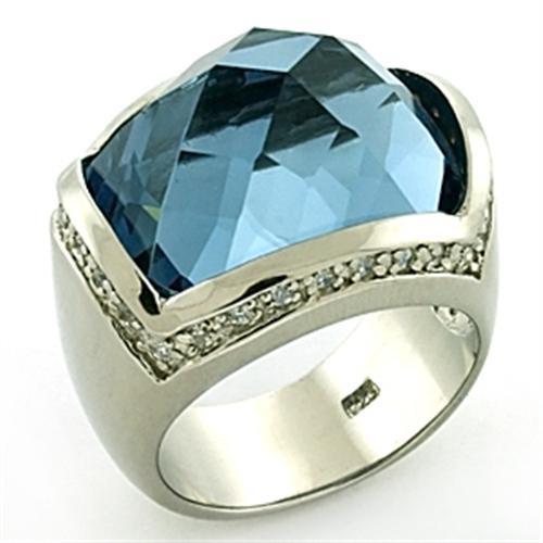 Rhodium 925 Sterling Silver Ring with Semi Precious Spinel in London Blue