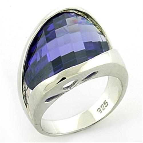 Rhodium 925 Sterling Silver Ring with AAA Grade CZ in Amethyst