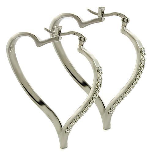 High Polished 925 Sterling Silver Earrings with AAA Grade CZ in Clear