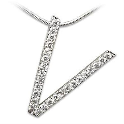 Rhodium 925 Sterling Silver Pendant with AAA Grade CZ in Clear