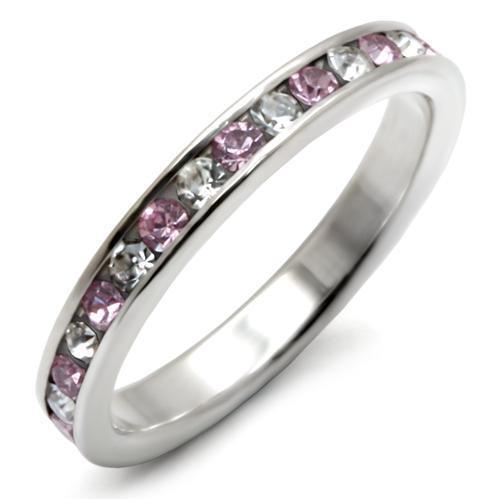 High Polished 925 Sterling Silver Ring with Top Grade Crystal in Light Amethyst