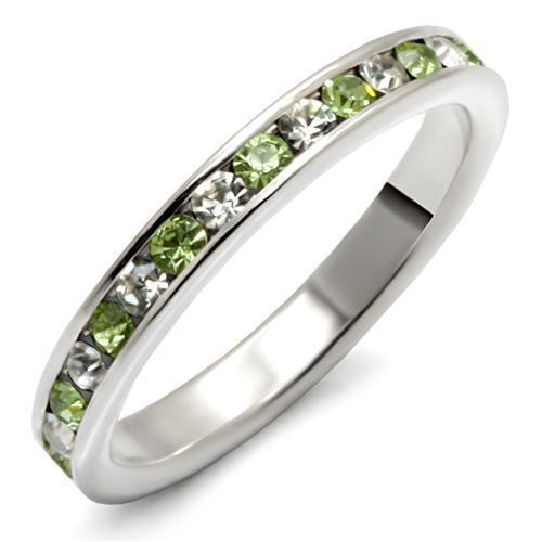High Polished 925 Sterling Silver Ring with Top Grade Crystal in Peridot