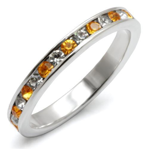High Polished 925 Sterling Silver Ring with Top Grade Crystal in Topaz
