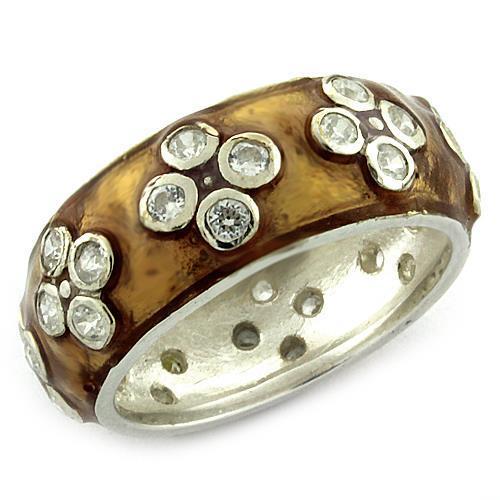 Rhodium 925 Sterling Silver Ring with AAA Grade CZ in Clear